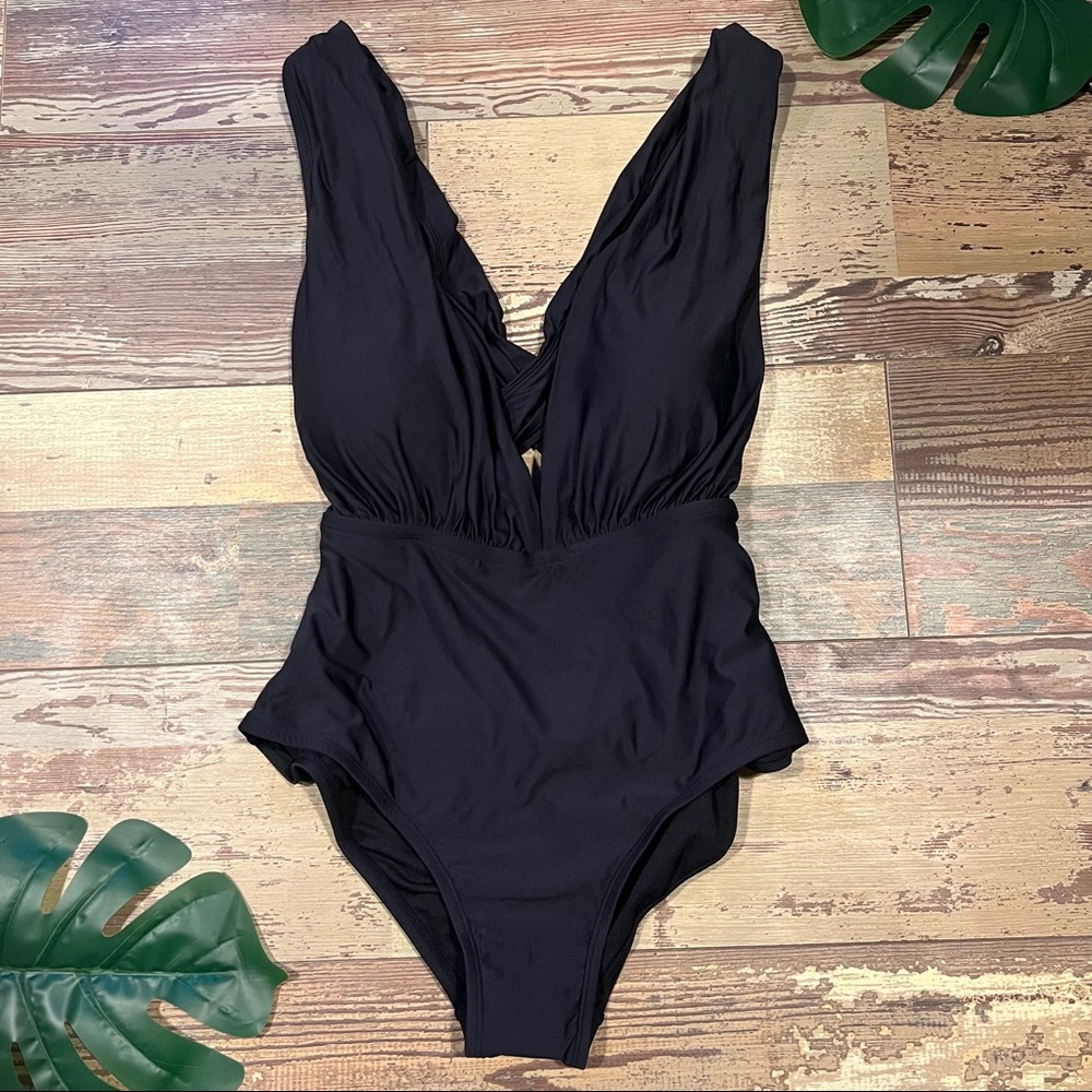 Plunge Front Maillot One Piece Swimsuit | Sea Angle